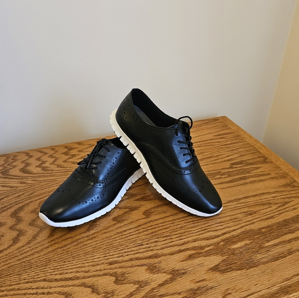 Cole Haan Women's Zerogrand Wing Ozford Leather Shoes Black Size 9